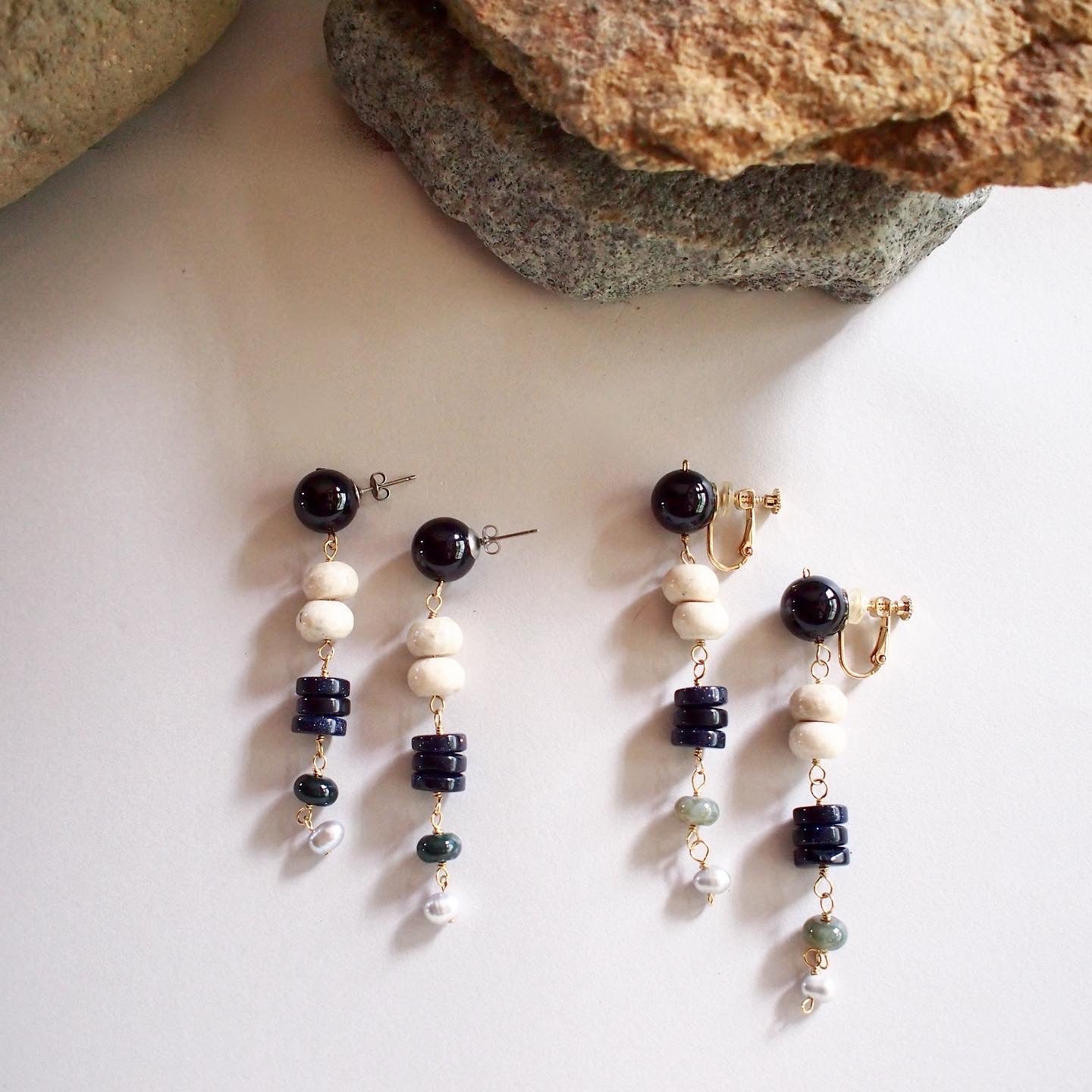 NAVY SUNSET LONG PIERCE / EARRING