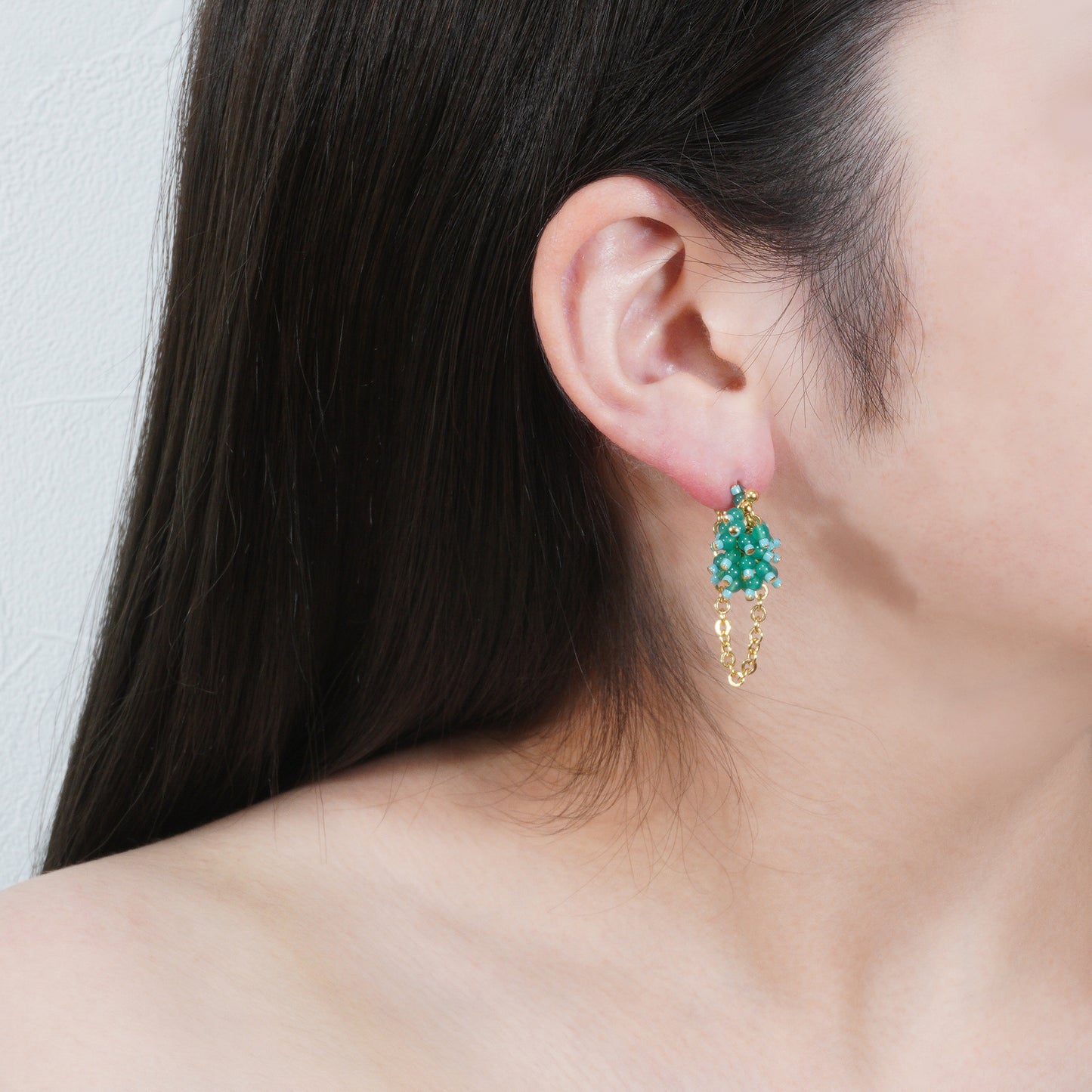 PEBBLY GARDEN CHAIN PIERCE/EARRING_Green
