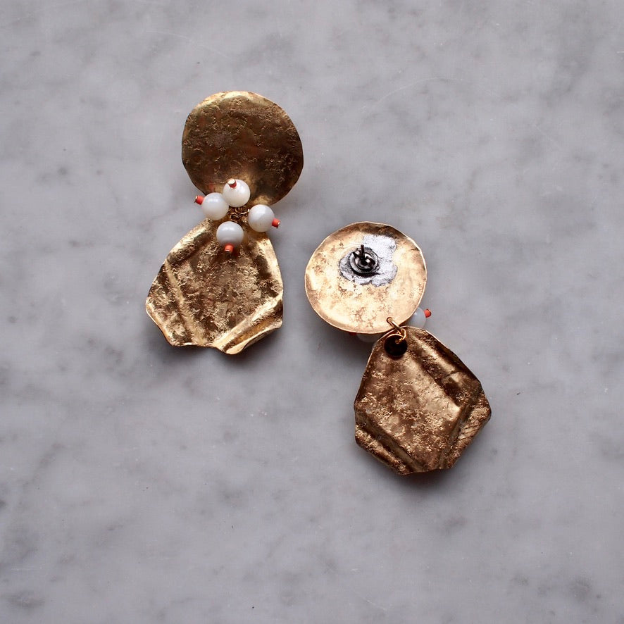 【FUSION】_PETAL MOON_ Neon_WHT_PIERCE/EARRING