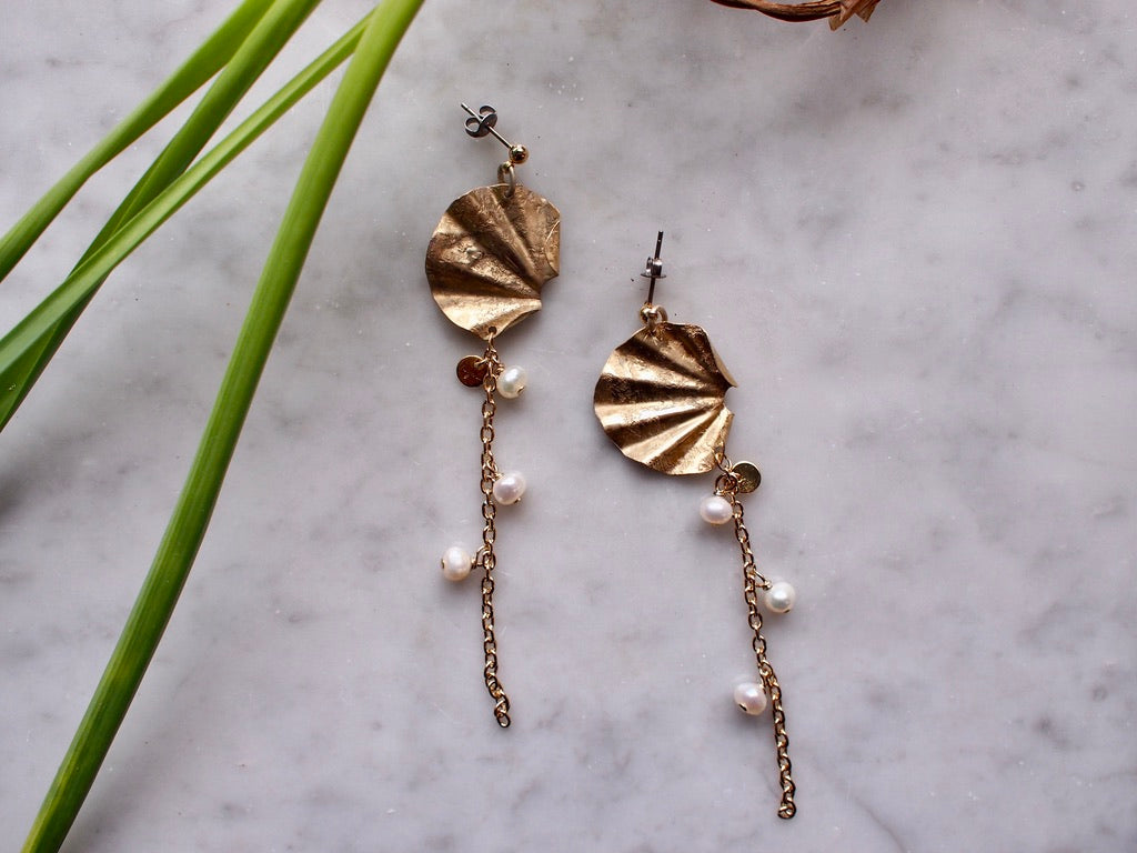 【FUSION】_ FUKI_ Drop chain _Pearl _PIERCE/EARRING _ *片耳 Single