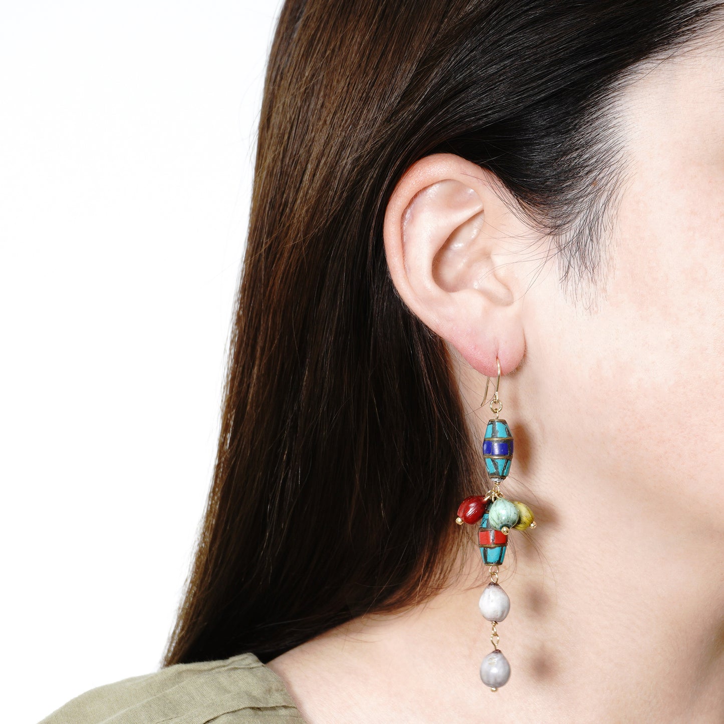 BANGKOK WORLD BEADS LONG PIERCE/EARRING