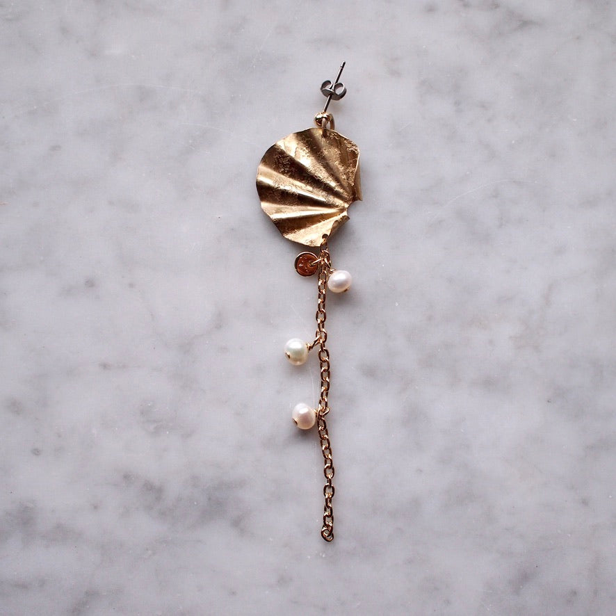 【FUSION】_ FUKI_ Drop chain _Pearl _PIERCE/EARRING _ *片耳 Single