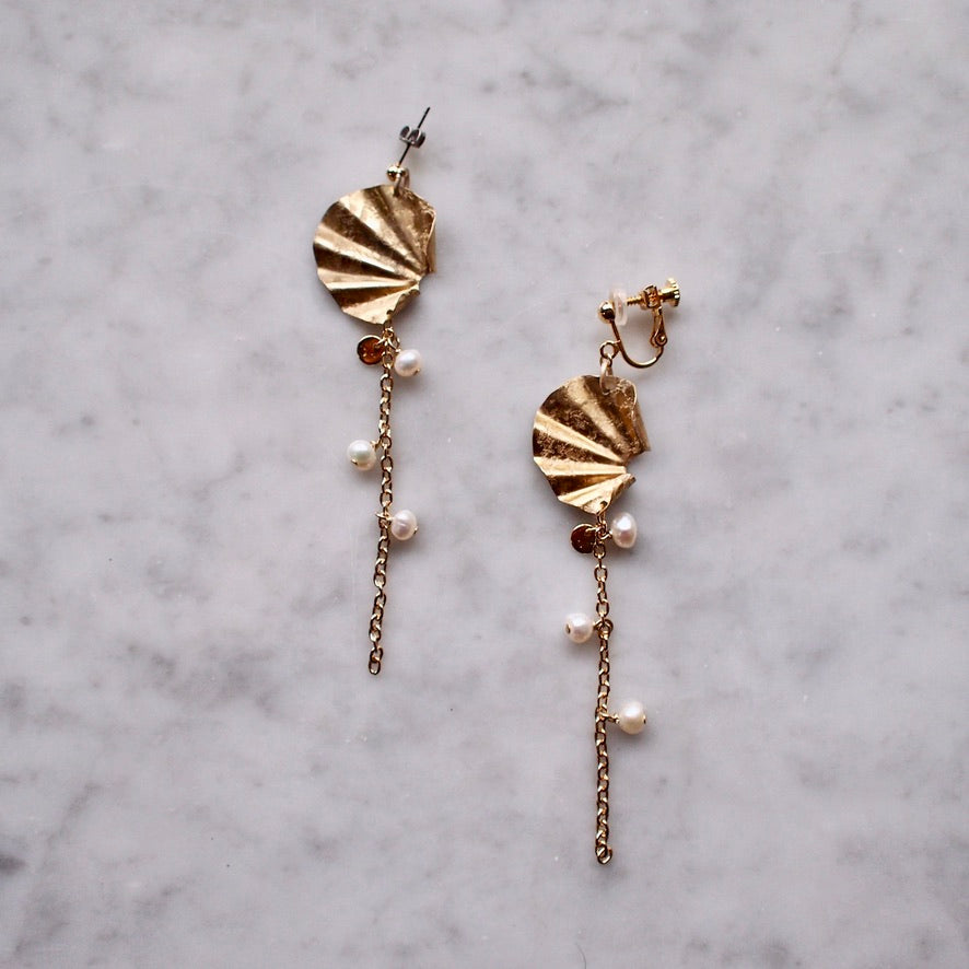 【FUSION】_ FUKI_ Drop chain _Pearl _PIERCE/EARRING _ *片耳 Single