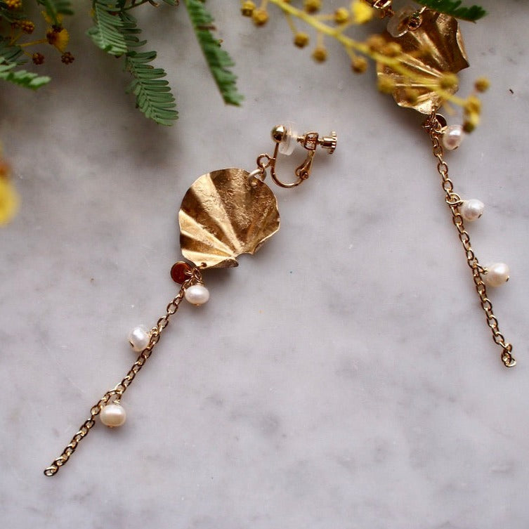 【FUSION】_ FUKI_ Drop chain _Pearl _PIERCE/EARRING _ *片耳 Single