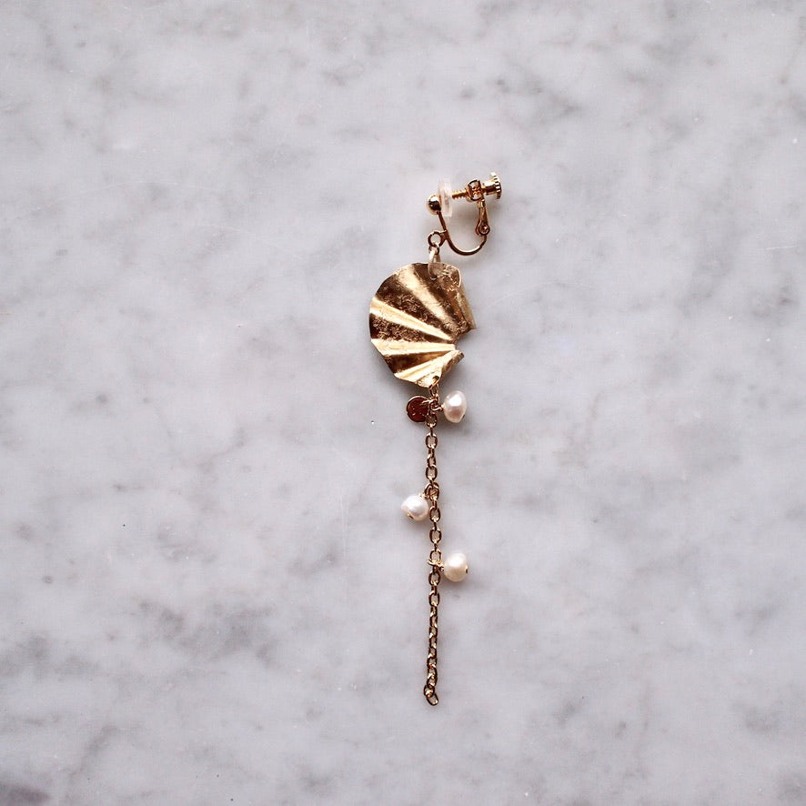 【FUSION】_ FUKI_ Drop chain _Pearl _PIERCE/EARRING _ *片耳 Single