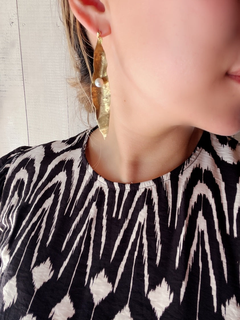 【FUSION】_ HANAMOMO leaf / PIERCE/EARRING Single