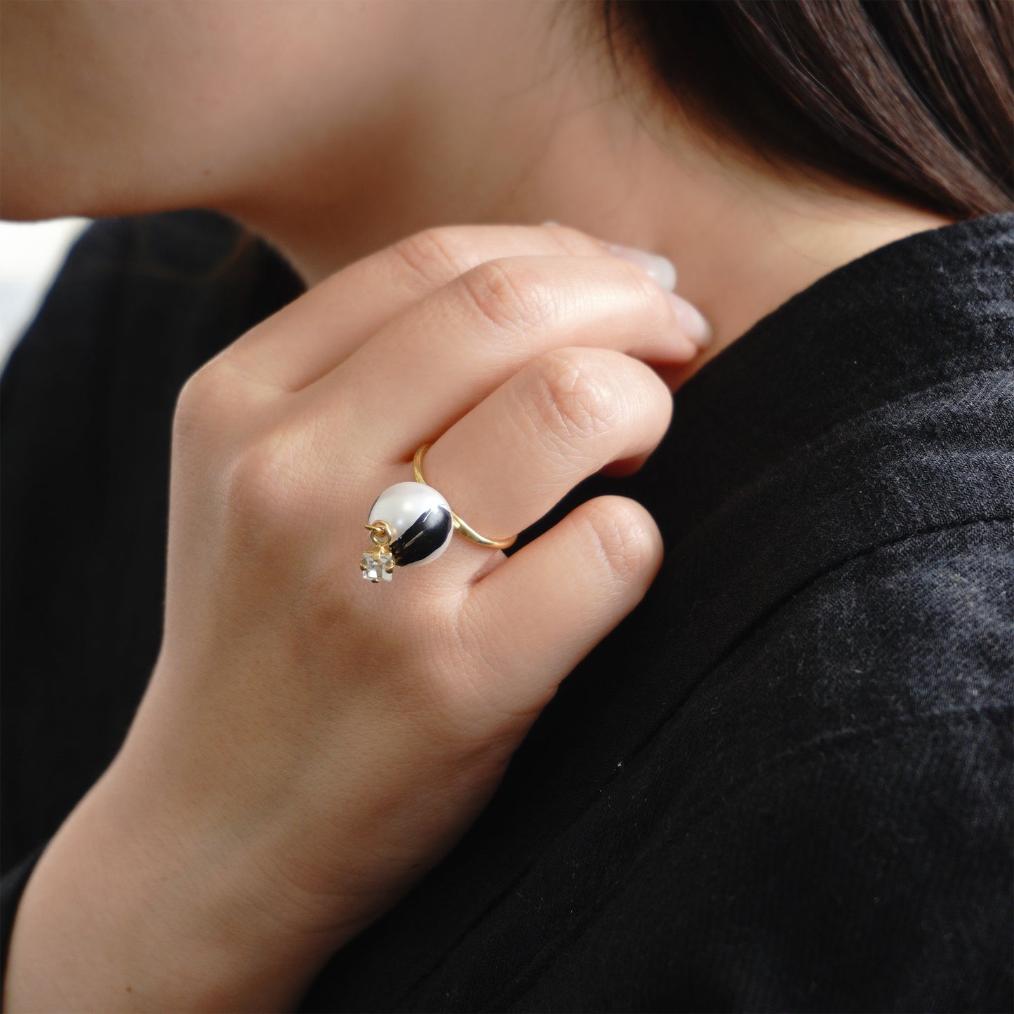 en【煌き】 ONESTONE HANGING RING 008