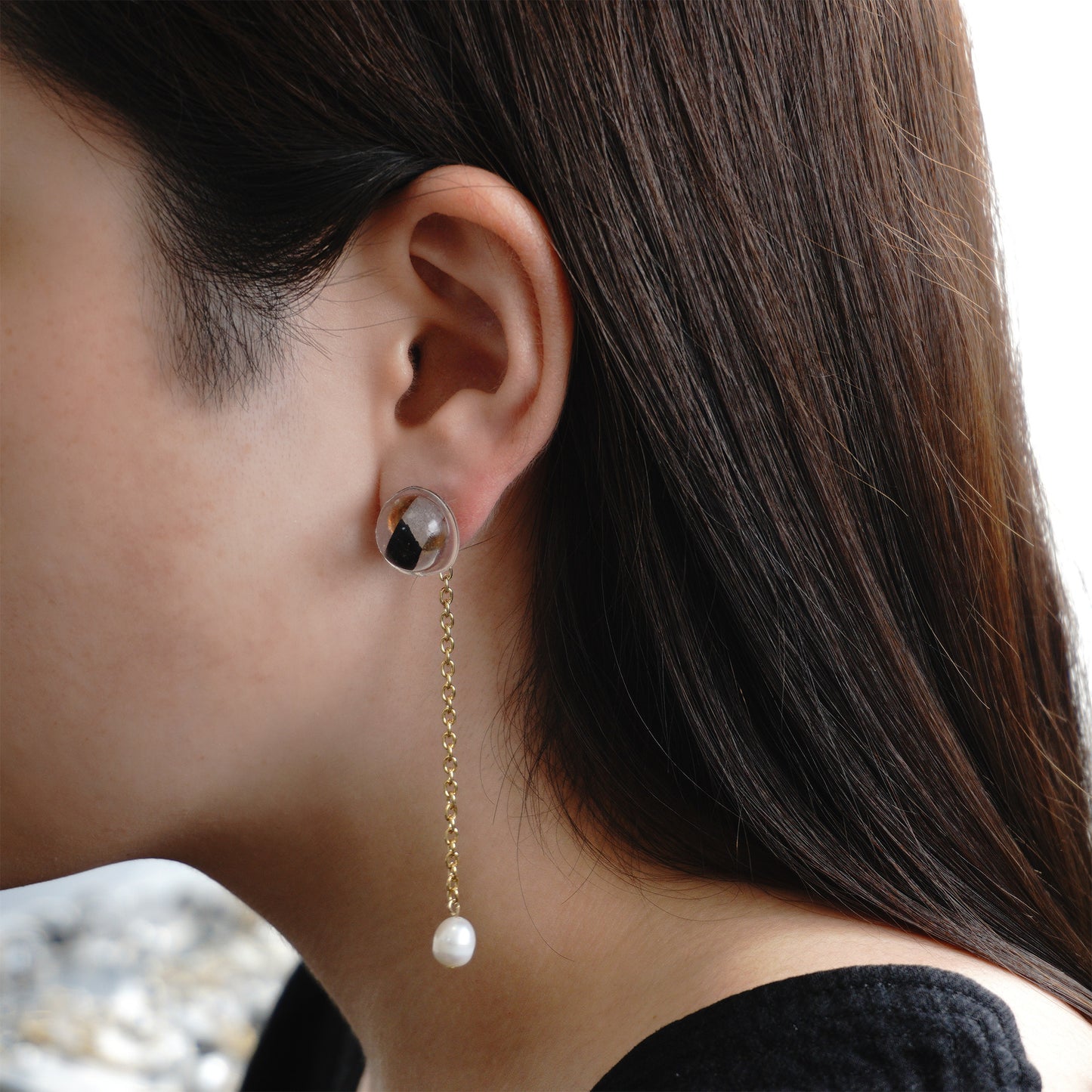 en 【WASHI】CHAIN PEARL PIERCE / EARRING