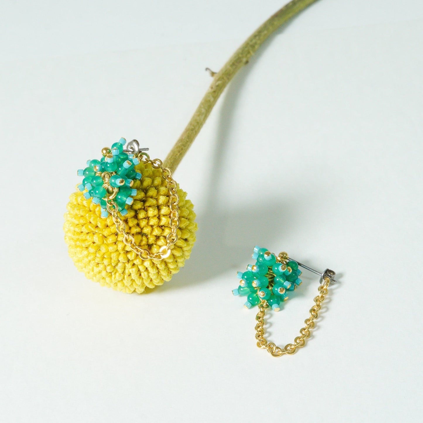 PEBBLY GARDEN CHAIN PIERCE/EARRING_Green
