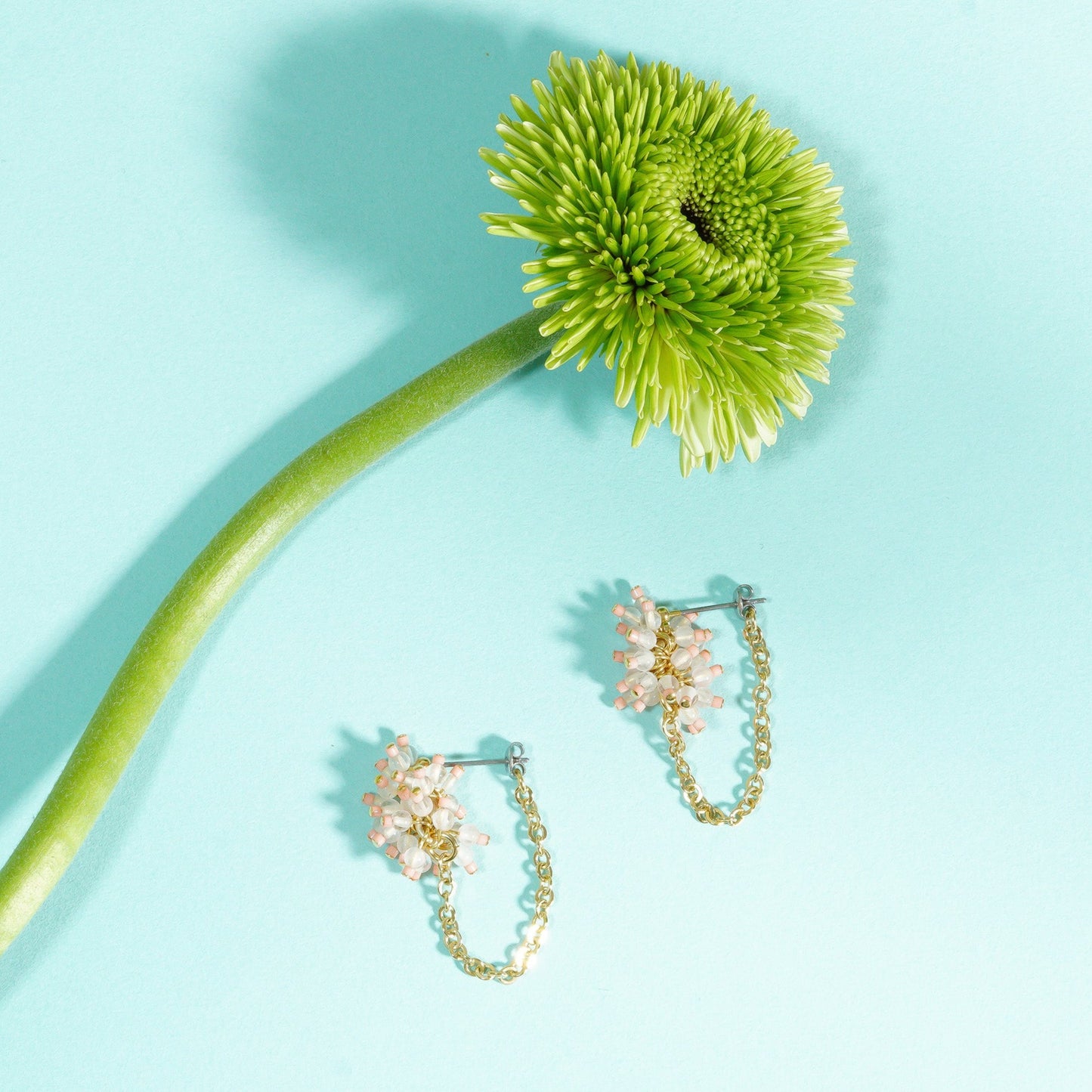 PEBBLY GARDEN CHAIN PIERCE / EARRINGS_Pink