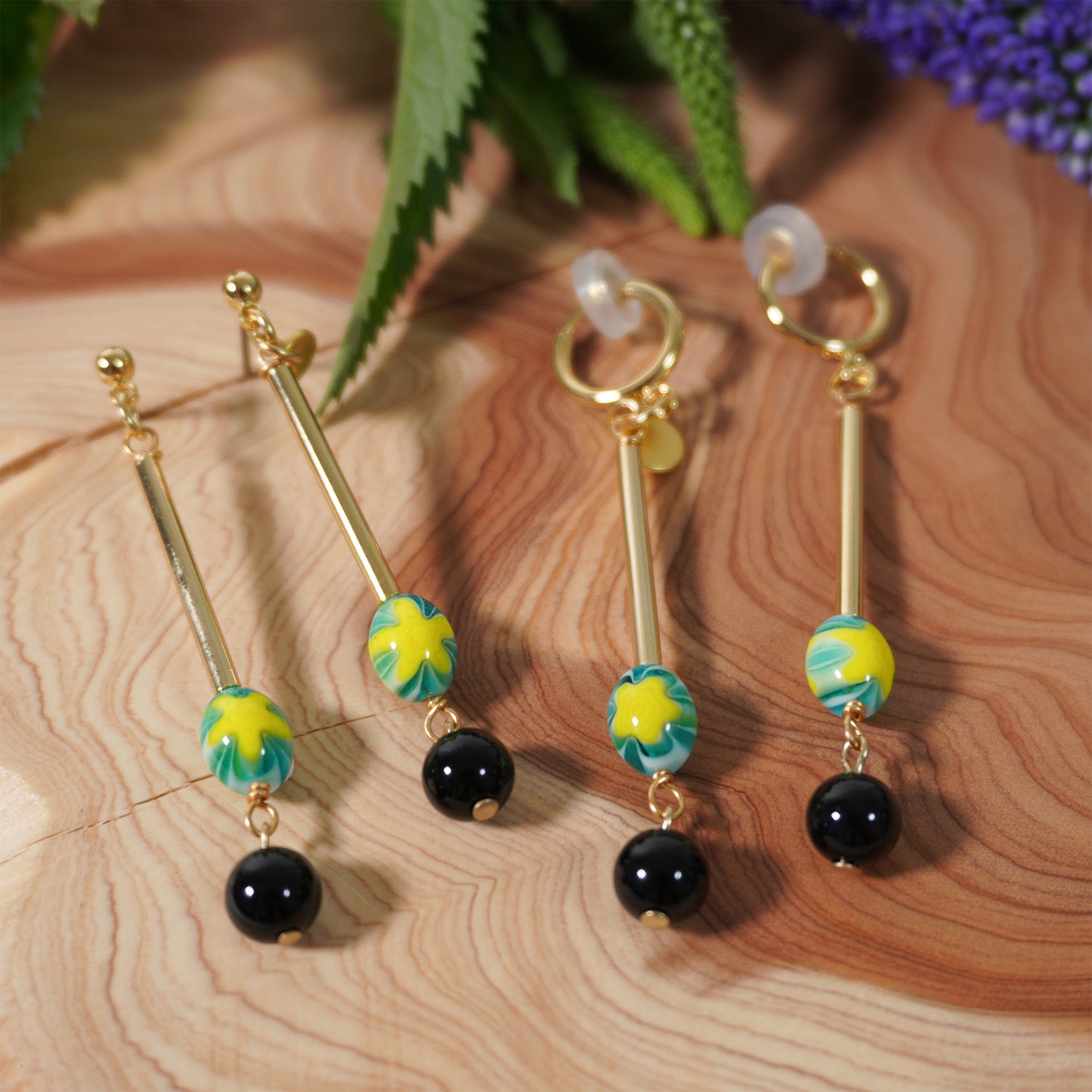 BANGKOK EGG BEADS BAR PIERCE/EARRING