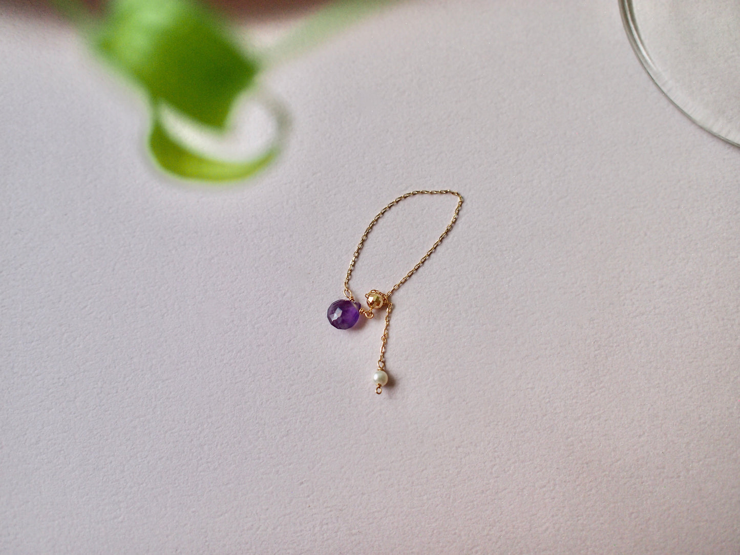 10K DROP CHAIN RING / AMETHYST cut