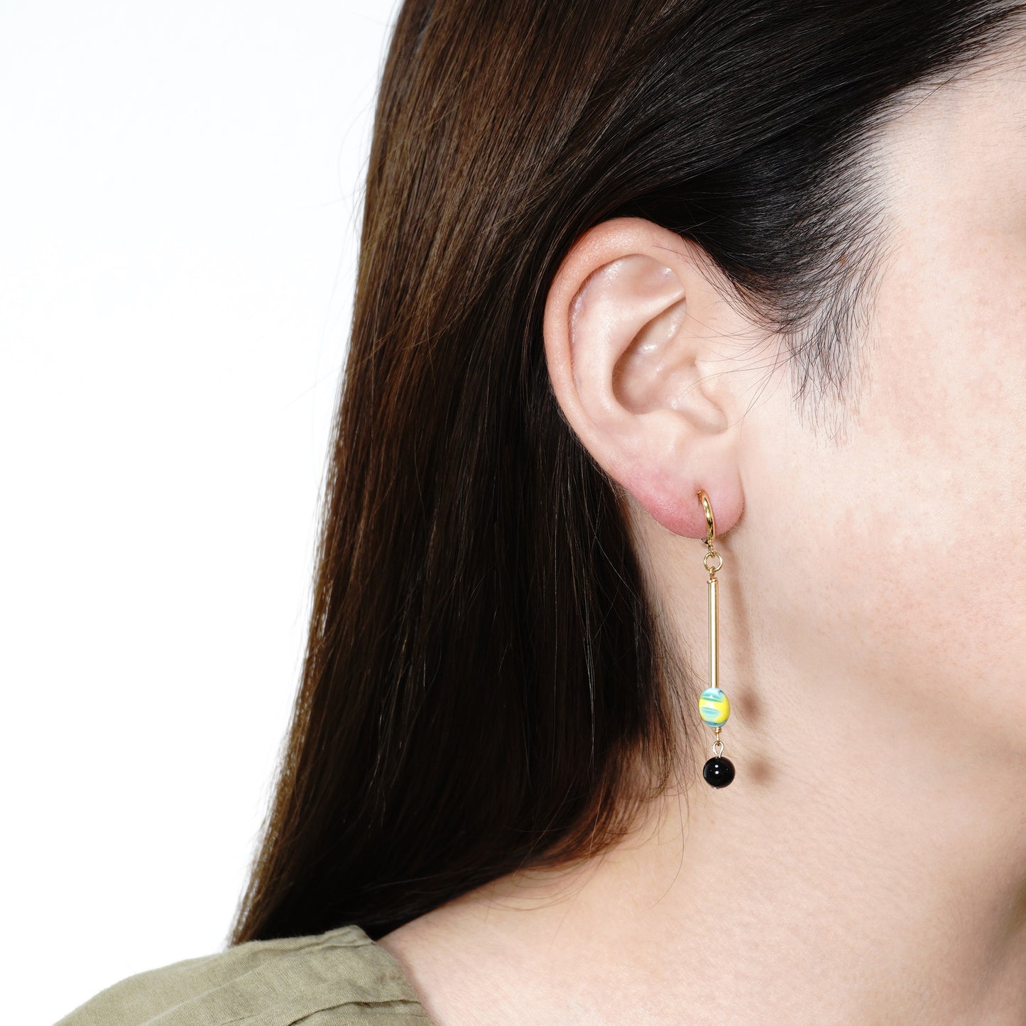 BANGKOK EGG BEADS BAR PIERCE/EARRING