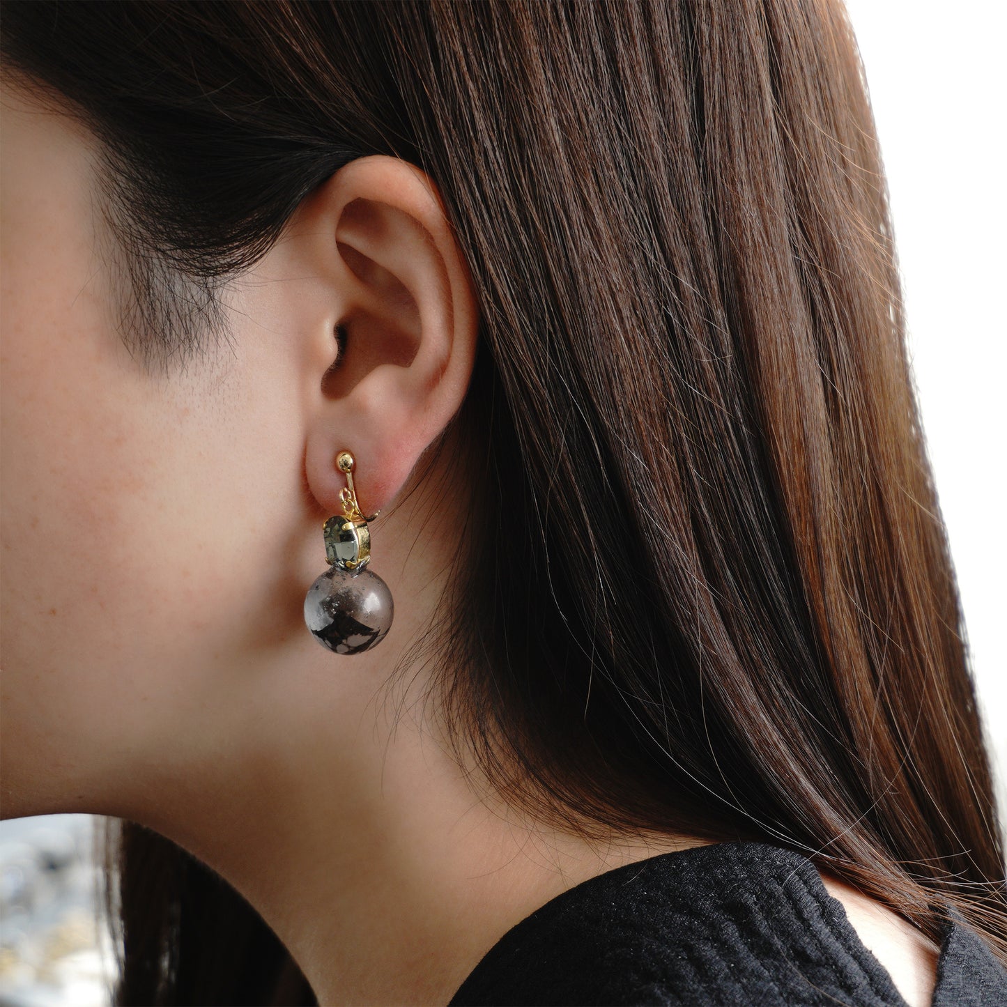 en【WASHI】 ROUND CRYSTAL M PIERCE / EARRING