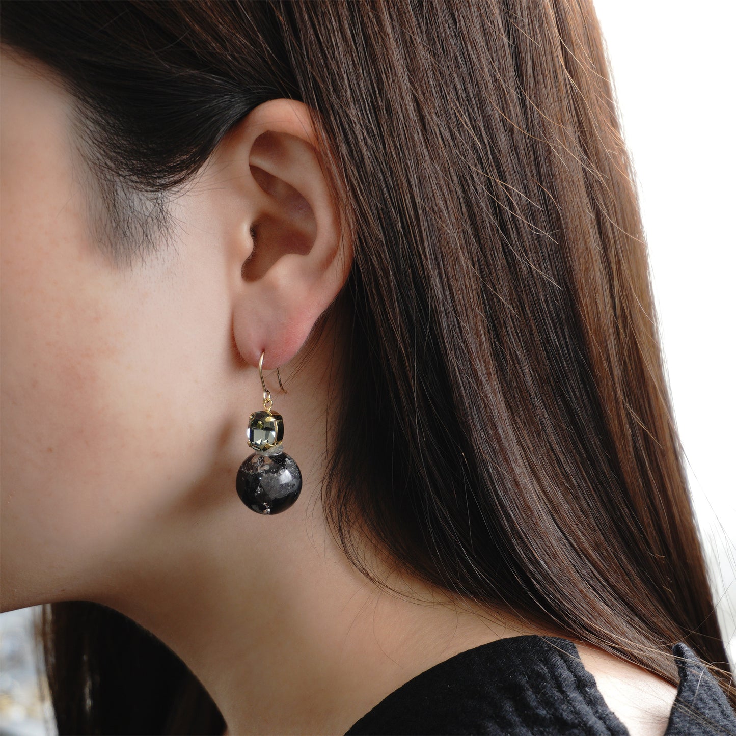 en【WASHI】 ROUND CRYSTAL M PIERCE / EARRING