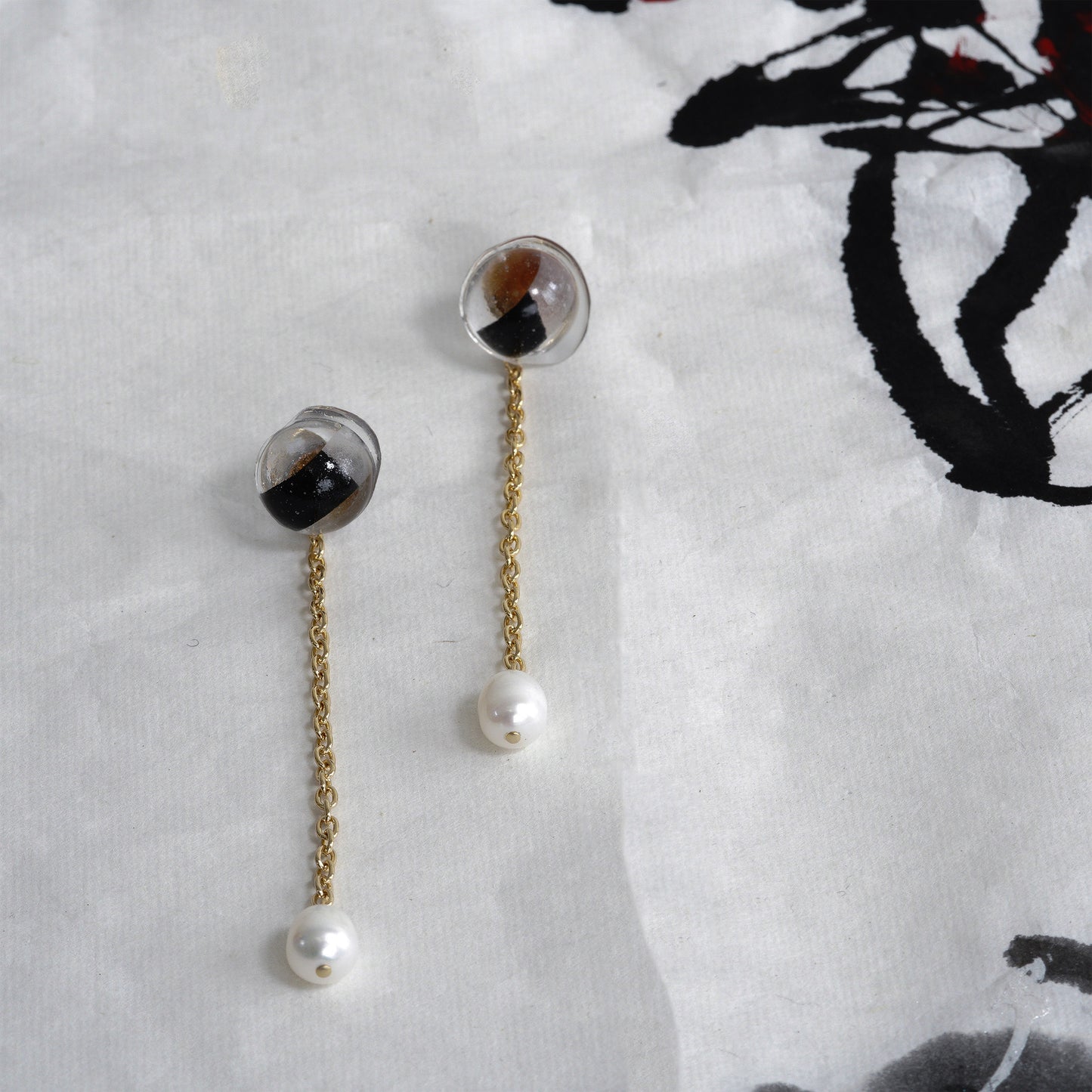 en 【WASHI】CHAIN PEARL PIERCE / EARRING