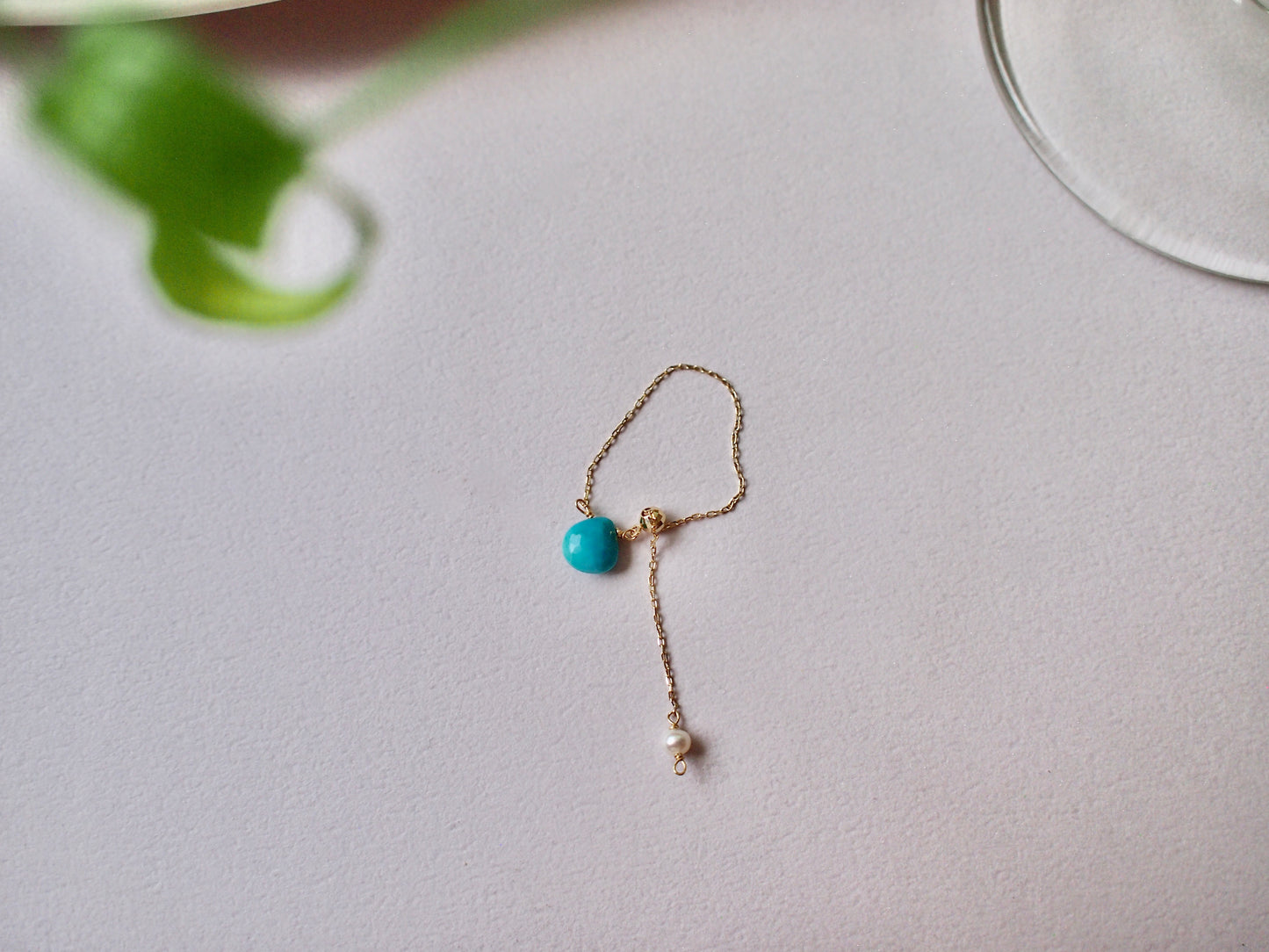 10K DROP CHAIN RING / TURQUOISE cut