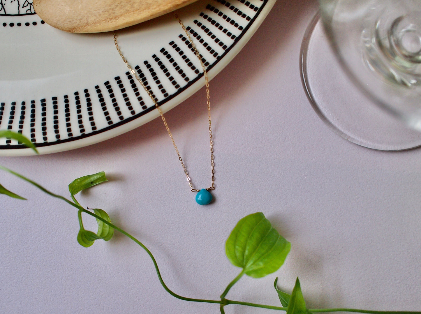 10K NUDE STONE NECKLACE / TURQUOISE cut