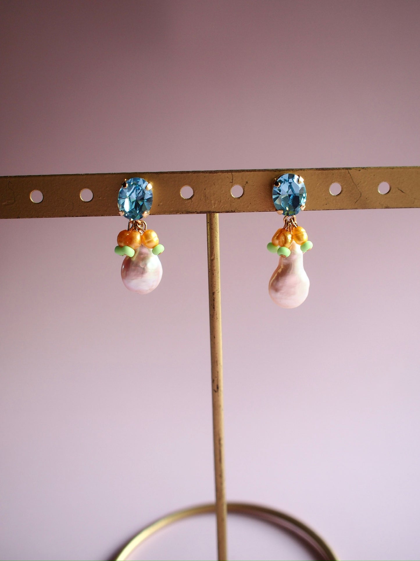 Daily Luxe_Drop pearl crystal_neon pearl _Ocean blue ピアス・イヤリング