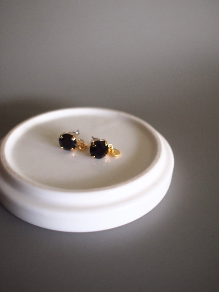 Daily Luxe_jet_Gold/ Silver Crystalピアス・イヤリング
