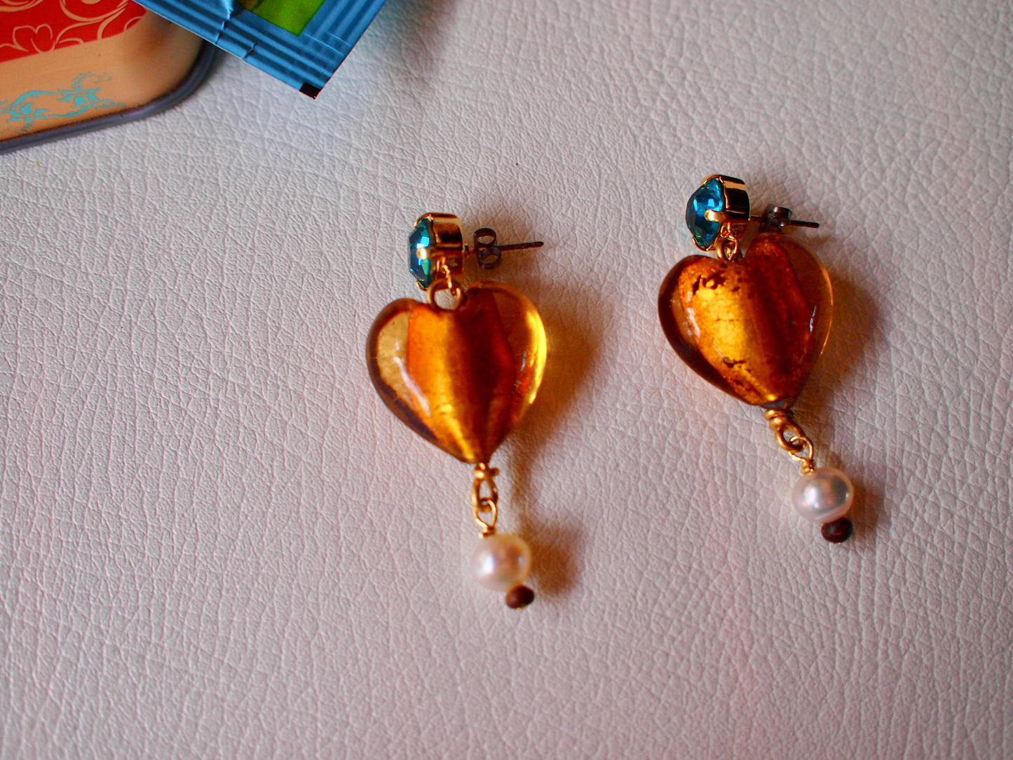 NOSTALGIA Italian Glass Heart charm _Brown